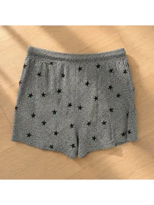 Lucky Brand Gray Star Print Lounge Sleep Shorts Drawstring Size L Soft thumbnail 2