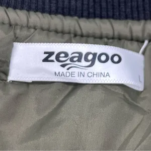 Zeagoo Women’s Green Khaki Quilted Bomber Jacket Black Bibbed neck Trim/Cuffs-L thumbnail 12