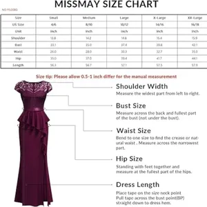 Missmay‎ Purple Lace Peplum Maxi Dress V-Neck Cap Sleeve Formal Gown XXL NWT thumbnail 9