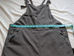 Fitigues Women's Relaxed Fit Silk-Cotton Blend Overalls Small/Medium Khaki Grey thumbnail 5