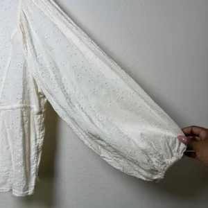 Old Navy Women Cotton Roma Blouse XL White Eyelet Embroidered Balloon Cottage thumbnail 4