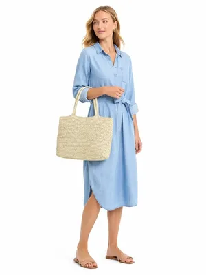 J.Crew Paper Raffia Woven Tote Bag Natural Beige Large Beach Shopper thumbnail 4