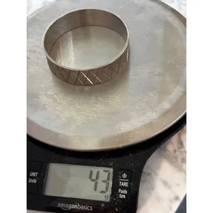 Monet Bangle Bracelet Silver Vintage‎ Etched Diamond Harlequin Pattern thumbnail 4