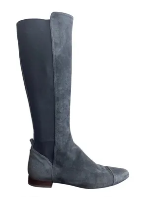 Tory Burch Grey Suede Cap Toe Stretch Back Riding Boots 8.5 thumbnail 1