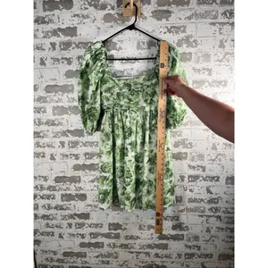 Abercrombie & Fitch | women green floral square neck puff sleeve dress thumbnail 9