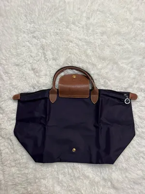 Longchamp Purple Le Pliage Tote with Brown Leather Trim thumbnail 2