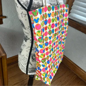 Disney Mickey Mouse Multicolor Rainbow Canvas Tote Bag thumbnail 2