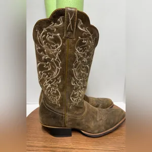 Twisted X Womens Embroidered Brown Tan Leather Distressed Cowboy/girl Boots 8.5 thumbnail 3