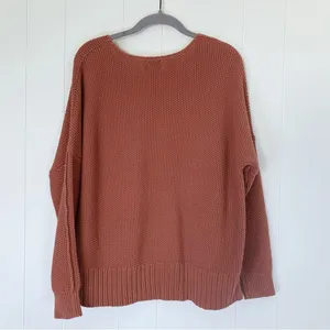 Lucky Brand Brick Red V-Neck Pullover Sweater L thumbnail 2