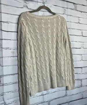 Lauren Ralph Lauren Black Label Cable Knit Cream Sweater Preppy Fall M Vintage thumbnail 10