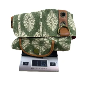 Y2K 90s The Sak Green Floral Canvas Shoulder Bag Brown Faux Leather Trim Purse thumbnail 12