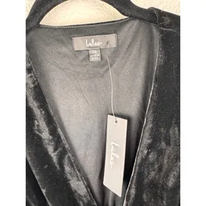 Lulus Black Velvet HOCO Button Front Mini Dress‎ Party Cocktail NWT Size XS thumbnail 2