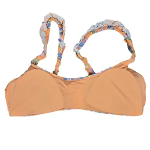 Aerie Scoop Floral Ruffle Bikini Top Swimsuit Orange Blue Purple XL‎ thumbnail 3