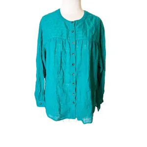 Anthropologie‎ x Pilcro and Letterpress Mila Top turquoise sz S thumbnail 6