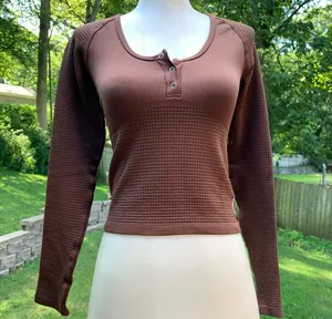 NWT Free People Movement Bail Out Long Sleeve Layer Crop Top Cocoa Brown XS/S thumbnail 3