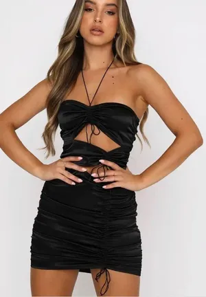 White Fox Midnight Glow Mini Dress In Black thumbnail 1