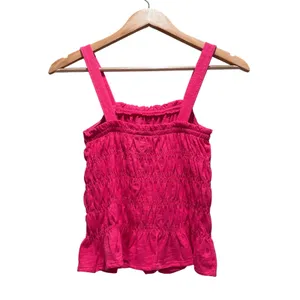 Universal Thread Hot Pink Cotton Smocked‎ Tank Top Size Small Barbie Summer thumbnail 3