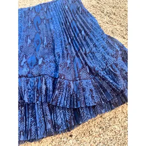 Banana Republic Blue Snake Print Asymmetrical Pleated‎ Mini Skirt 10 256778-01 thumbnail 5