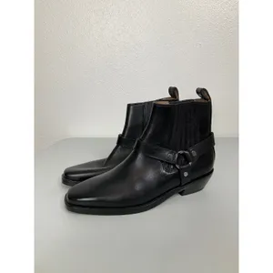 Madewell Black Leather Harness Ankle‎ Boots Square Toe Western Moto Womens 7 thumbnail 3