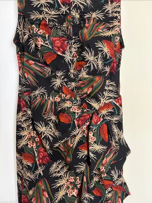 Ulla Johnson Edlyn Anthurium Floral Ruched Sleeveless Midi Dress Cotton Sz 6 thumbnail 4