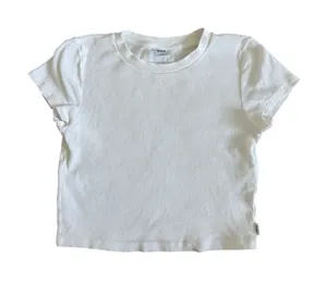 Aritzia TNA Ribbed Cropped Baby T-Shirt White Short Sleeve Fitted Tee Women's XS thumbnail 1