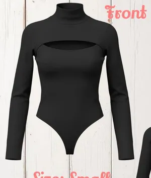 Black Long Sleeved Key Hole Bodysuit thumbnail 1