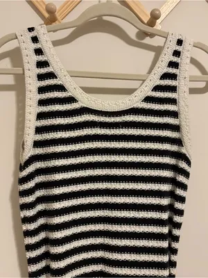 Nine West Black and White Striped Knit Dress size Medium thumbnail 8