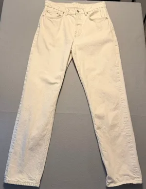 Zara Origins Straight Leg Denim Jeans Cream Off-White Women Size 31 thumbnail 1