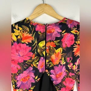 For Love and Lemons Dakota Black Floral Satin Long Sleeves Ruffle Dress Sz XXS‎ thumbnail 11