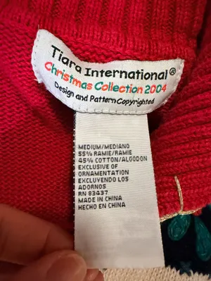 Tiara International Red Holiday Zip-Up Patchwork Sweater thumbnail 4