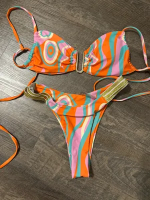 Orange bikini set with gold details Size XS thumbnail 1