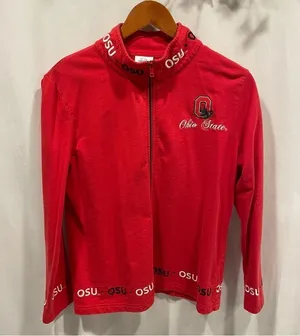 Vintage OSU Ohio State red zip front embroidered logo sweatshirt cardigan thumbnail 1