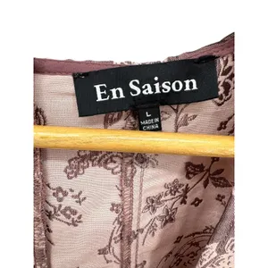 En Saison Jacquard Floral Puff Sleeve Tiered Mini Dress Mauve Pink Brown L‎ thumbnail 3