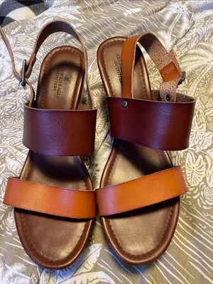 American Eagle Brown Leather Platform Sandals - Unbranded thumbnail 1