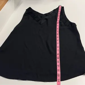 Who What Wear Imperfect black top slightly sheer v‎ neck goth grunge alternative layering 2018 thumbnail 9