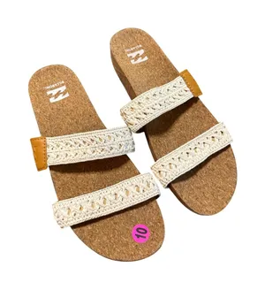 NWOT Billabong Women's White and Brown Sandals‎ Cork Size 10 Crochet Bohemian thumbnail 1