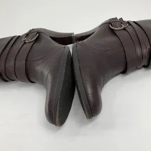 St. Johns Bay Womens 9M Brown Leather Ankle Boots Stacked Heel & Buckle Details thumbnail 7