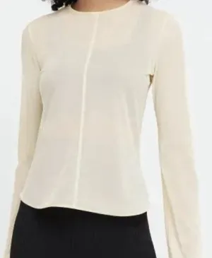 Uniqlo Mame Kurogouchi‎ Sheer Crew Neck Long Sleeve T-Shirt Cream Size XL New thumbnail 1