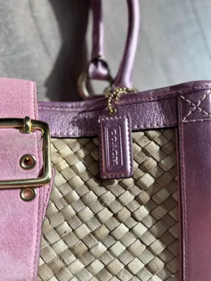 Coach Vintage 2004 Pink Straw Tote Bag - Style 4419 thumbnail 12