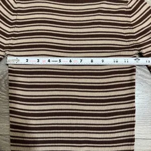 The Slope Brown Striped‎ Ribbed Mock Neck Long Sleeve Top Womens Size Medium Y2K thumbnail 5