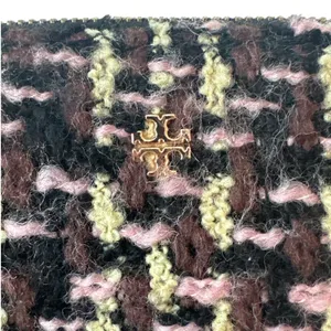 Tory Burch Kira Small Tweed Camera Bag Crossbody Black Pink Gold Logo thumbnail 4