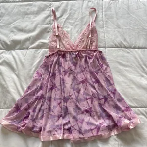 Womens Medium Pink Floral Sexy Sequined Babydoll Chemise Slip Coquette‎ Feminine thumbnail 7