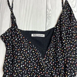 Reformation Troppo Confetti Wrap Dress Large Black thumbnail 4