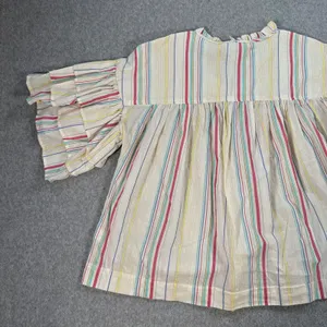 Peyton & Parker Tiered Ruffle Sleeve Babydoll Top Women's Large Stripe Metallic thumbnail 11