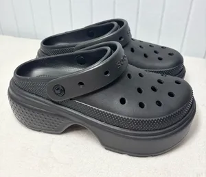 Crocs Stomp platform‎ Black Clogs mens 7 women's 9 triple black elevated NEW thumbnail 1