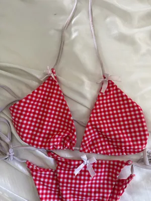 Red White Bikini Shein thumbnail 2