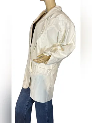 Wilson's Leather VINTAGE 1980'S WHITE LEATHER OVER-SIZED JACKET (S) thumbnail 3