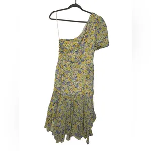 ✨ ASTR The Label Santorini Floral One‎ Shoulder Dress Yellow Green S ✨ thumbnail 2