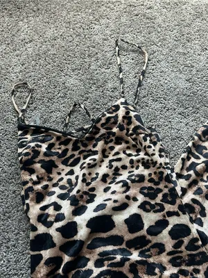 Blue Blush Leopard Print Maxi Dress in Tan and Black thumbnail 4