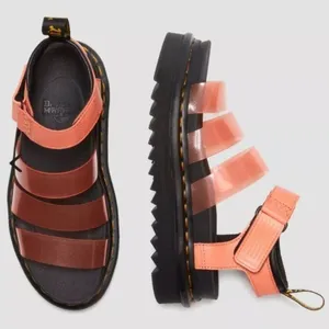 DR. MARTENS Blaire Coral Jelly Glitter Strap Open Toe Sandals Black NEW thumbnail 9
